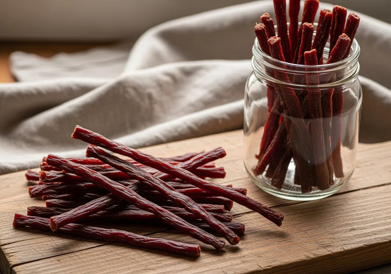 Getrocknete Rinder-Herz-Snack-Sticks
